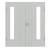 HÖRMANN Doppelflügeltür Groove 44 Grau RAL 7035 Lack DesignLine mit Lichtausschnitt LA 24 bandseitig mit Zarge