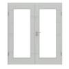 HÖRMANN Doppelflügeltür Groove 50 Grau RAL 7035 Lack DesignLine mit Lichtausschnitt LA 8 mit Zarge
