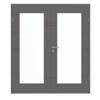 HÖRMANN Doppelflügeltür Groove 50 Staubgrau RAL 7037 Lack DesignLine mit Lichtausschnitt LA 8 mit Zarge