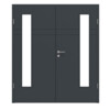 HÖRMANN Doppelflügeltür Groove 78 Anthrazit RAL 7016 Lack DesignLine mit Lichtausschnitt LA 24 bandseitig mit Zarge