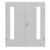 HÖRMANN Doppelflügeltür Groove 78 Grau RAL 7035 Lack DesignLine mit Lichtausschnitt LA 24 bandseitig mit Zarge