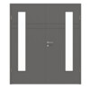 HÖRMANN Doppelflügeltür Groove 78 Staubgrau RAL 7037 Lack DesignLine mit Lichtausschnitt LA 24 bandseitig mit Zarge