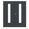 HÖRMANN Doppelflügeltür Groove 78 Anthrazit RAL 7016 Lack DesignLine mit Lichtausschnitt LA 24 mittig mit Zarge