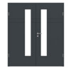 HÖRMANN Doppelflügeltür Groove 78 Anthrazit RAL 7016 Lack DesignLine mit Lichtausschnitt LA 24 schlossseitig mit Zarge