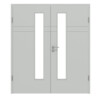 HÖRMANN Doppelflügeltür Groove 78 Grau RAL 7035 Lack DesignLine mit Lichtausschnitt LA 24 schlossseitig mit Zarge