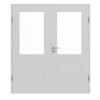 JELD-WEN Doppelflügeltür Shape 2F/3F Nickelgrau ähnl. RAL 7047 ExpertLack mit Lichtausschnitt LA-1G mit Zarge