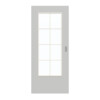 GARANT Schiebetür D92-60 Dove Grey Resopal mit Lichtausschnitt LA-DIN Sprosse SP1