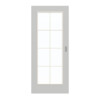 GARANT Schiebetür D92-60 Dove Grey Resopal mit Lichtausschnitt LA-2 Sprosse SP1