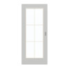 GARANT Schiebetür D92-60 Dove Grey Resopal mit Lichtausschnitt LA-2 Sprosse SP4
