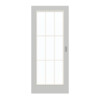 GARANT Schiebetür D92-60 Dove Grey Resopal mit Lichtausschnitt LA-3 Sprosse SP2