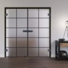 LIENBACHER GLAS Ganzglas Doppelflügeltür Black Signature DFT 621 mit Streifen Satiniert