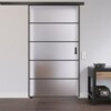 LIENBACHER GLAS Ganzglas Schiebetür-Set Black Signature ST 620 mit Streifen Satiniert inkl. Schiebetürsystem