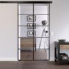 LIENBACHER GLAS Ganzglas Schiebetür-Set Black Signature ST 621 mit Streifen Klarglas inkl. Schiebetürsystem