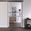 LIENBACHER GLAS Ganzglas Schiebetür-Set Black Signature ST 622 mit Streifen Klarglas inkl. Schiebetürsystem