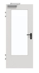 Frontansicht von GARANT Brandschutztür T30 Silver Grey 0160-60 CePaL mit Lichtausschnitt LA-DIN