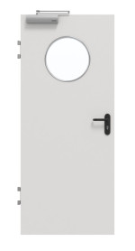 Frontansicht von GARANT Brandschutztür T30 Silver Grey 0160-60 CePaL mit Lichtausschnitt LA-13