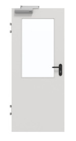 Frontansicht von GARANT Brandschutztür T30 Silver Grey 0160-60 CePaL mit Lichtausschnitt LA-6