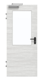 Frontansicht von GARANT Brandschutztür T30 Quer Authentic Grigio GCK08 mit Lichtausschnitt LA-6