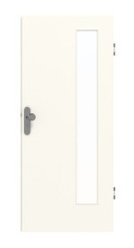 Frontansicht von GARANT Wohnungseingangstür 0105-60 Pearl White CePaL mit Lichtausschnitt LA-4 bandseitig