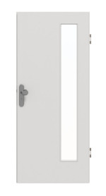 Frontansicht von GARANT Wohnungseingangstür 0160-60 Silver Grey CePaL mit Lichtausschnitt LA-4 bandseitig