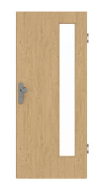 Frontansicht von GARANT Wohnungseingangstür Authentic Asteiche GCK08 mit Lichtausschnitt LA-4 bandseitig