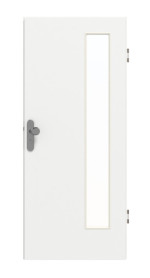 Frontansicht von GARANT Wohnungseingangstür D354-60 Designer White Resopal mit Lichtausschnitt LA-4 bandseitig