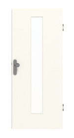 Frontansicht von GARANT Wohnungseingangstür 0105-60 Pearl White CePaL mit Lichtausschnitt LA-4 mittig