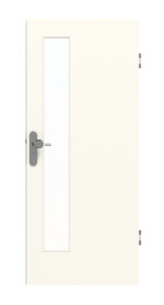 Frontansicht von GARANT Wohnungseingangstür 0105-60 Pearl White CePaL mit Lichtausschnitt LA-4 schlossseitig