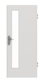 Frontansicht von GARANT Wohnungseingangstür 0160-60 Silver Grey CePaL mit Lichtausschnitt LA-4 schlossseitig