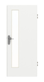 Frontansicht von GARANT Wohnungseingangstür D354-60 Designer White Resopal mit Lichtausschnitt LA-4 schlossseitig