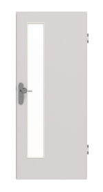 Frontansicht von GARANT Wohnungseingangstür U12188SD Lichtgrau GHK08 mit Lichtausschnitt LA-4 schlossseitig