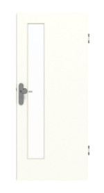 Frontansicht von GARANT Wohnungseingangstür W1000ST3 Premium Weiß GHK08 mit Lichtausschnitt LA-4 schlossseitig