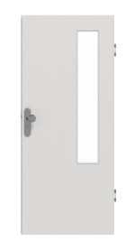 Frontansicht von GARANT Wohnungseingangstür 0160-60 Silver Grey CePaL mit Lichtausschnitt LA-5 bandseitig