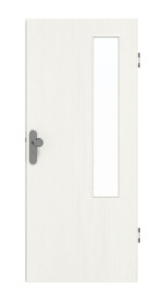 Frontansicht von GARANT Wohnungseingangstür Authentic Bianco CePaL mit Lichtausschnitt LA-5 bandseitig