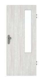 Frontansicht von GARANT Wohnungseingangstür Authentic Grigio CePaL mit Lichtausschnitt LA-5 bandseitig