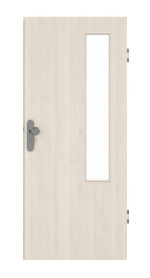 Frontansicht von GARANT Wohnungseingangstür Authentic Perl GCK08 mit Lichtausschnitt LA-5 bandseitig