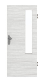 Frontansicht von GARANT Wohnungseingangstür Quer Authentic Grigio GCK08 mit Lichtausschnitt LA-5 bandseitig