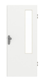 Frontansicht von GARANT Wohnungseingangstür D354-60 Designer White Resopal mit Lichtausschnitt LA-5 bandseitig