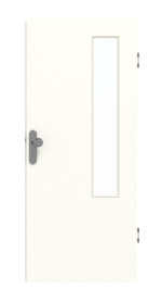 Frontansicht von GARANT Wohnungseingangstür W1000ST3 Premium Weiß GHK08 mit Lichtausschnitt LA-5 bandseitig