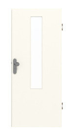 Frontansicht von GARANT Wohnungseingangstür 0105-60 Pearl White CePaL mit Lichtausschnitt LA-5 mittig