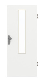 Frontansicht von GARANT Wohnungseingangstür D354-60 Designer White Resopal mit Lichtausschnitt LA-5 mittig