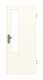 Frontansicht von GARANT Wohnungseingangstür 0105-60 Pearl White CePaL mit Lichtausschnitt LA-5 schlossseitig
