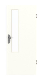 Frontansicht von GARANT Wohnungseingangstür W1000ST3 Premium Weiß GHK08 mit Lichtausschnitt LA-5 schlossseitig