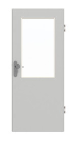 Frontansicht von GARANT Wohnungseingangstür D92-60 Dove Grey Resopal mit Lichtausschnitt LA-6