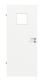 Frontansicht von GARANT Feuchtraumtür U11209SD Edelweiß GHK08 mit Lichtausschnitt LA-7