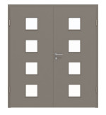 Frontansicht von Doppelflügeltür LA 14 Basic Taupe RAL 7048 Lack inkl. Zarge - Huga