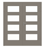Frontansicht von Doppelflügeltür LA 9 Basic Taupe RAL 7048 Lack inkl. Zarge - Huga
