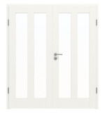 Frontansicht von Coso 23 LA-02 Weißlack RAL 9016 Premium Doppelflügeltür inkl. Zarge