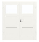 Frontansicht von Coso 35 LA-01 Weißlack RAL 9016 Premium Doppelflügeltür inkl. Zarge