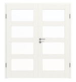 Frontansicht von Coso 45 LA-04 Weißlack RAL 9016 Premium Doppelflügeltür inkl. Zarge